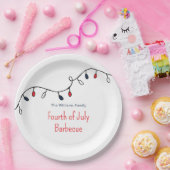 愛国的な赤白青ストリングライト7月4日 ペーパープレート (パーティー)