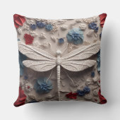 愛国的な赤白青トンボと花 クッション (裏面)