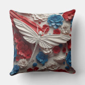 愛国的な赤白青トンボと花 クッション (裏面)