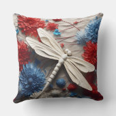 愛国的な赤白青トンボと花 クッション (裏面)