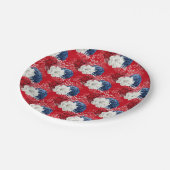愛国的な赤白青バラブーケ ペーパープレート (アングル)