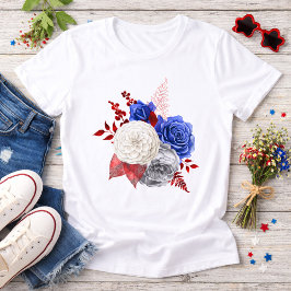愛国的な赤白青バラ トライブレンドTシャツ