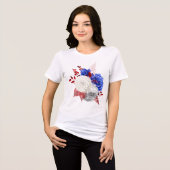 愛国的な赤白青バラ トライブレンドTシャツ (正面全面)