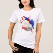 愛国的な赤白青バラ トライブレンドTシャツ (正面)