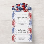 愛国的な赤白青バルーンの誕生日の出欠 オールインワン招待状 (内側)