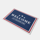 愛国的な赤白青パーソナライズされた歓迎 ドアマット (アングル)