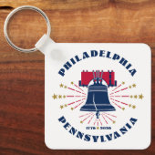 愛国的な赤白青リバティーベルキーチェーン キーホルダー (正面)