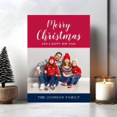 愛国的な赤白青写真メリークリスマス シーズンカード