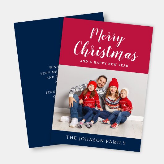 愛国的な赤白青写真メリークリスマス シーズンカード