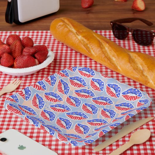 愛国的な赤白青唇 ペーパープレート (ピクニック)