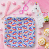 愛国的な赤白青唇 ペーパープレート (パーティー)