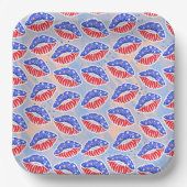 愛国的な赤白青唇 ペーパープレート (正面)