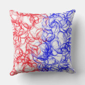 愛国的な赤白青抽象芸術パターン クッション (裏面)