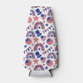 愛国的な赤白青旗が風船に旗を翻す ボトルクーラー