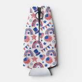 愛国的な赤白青旗が風船に旗を翻す ボトルクーラー (裏面)