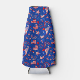 愛国的な赤白青旗が風船に旗を翻す ボトルクーラー