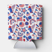 愛国的な赤白青旗が風船に旗を翻す 缶クーラー (裏面)