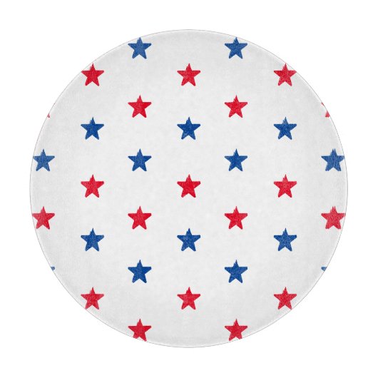 愛国的な赤白青星模様おもしろい休日 カッティングボード (正面)