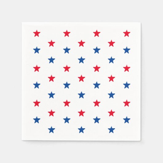 愛国的な赤白青星模様の休日 スタンダードカクテルナプキン (正面)