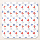 愛国的な赤白青星 スクエアペーパーコースター (正面)
