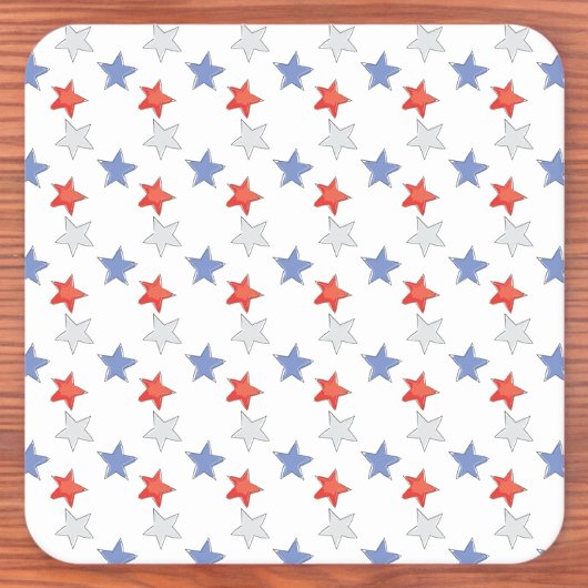 愛国的な赤白青星 スクエアペーパーコースター