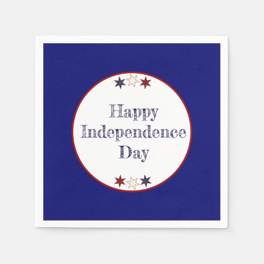 愛国的な赤白青星 スタンダードカクテルナプキン (正面)