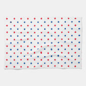 愛国的な赤白青水玉模様パターン休日 キッチンタオル (横)