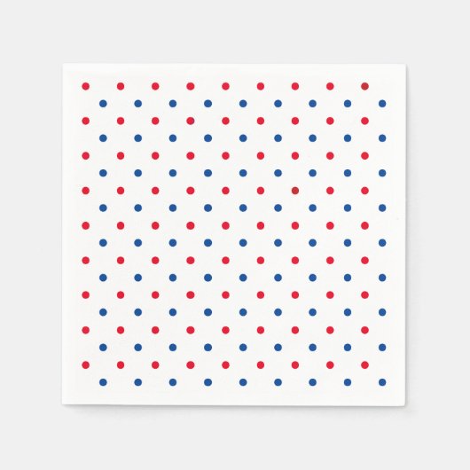 愛国的な赤白青水玉模様パターン休日 スタンダードカクテルナプキン (正面)