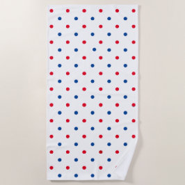 愛国的な赤白青水玉模様パターン休日 ビーチタオル