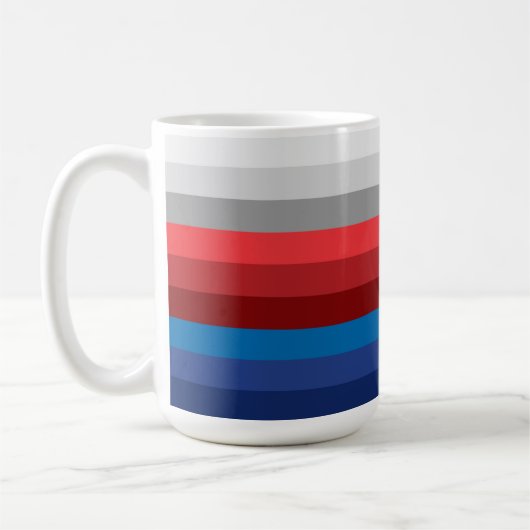愛国的な赤白青灰色のストライプ コーヒーマグカップ (左)