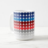 愛国的な赤白青灰色の円 コーヒーマグカップ (正面左)