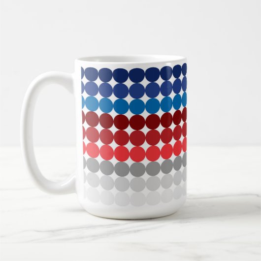 愛国的な赤白青灰色の円 コーヒーマグカップ (左)