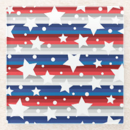 愛国的な赤白青灰色の星 ガラスコースター