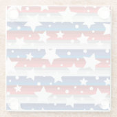 愛国的な赤白青灰色の星 ガラスコースター (裏面)