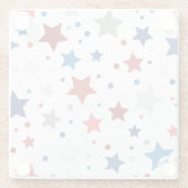 愛国的な赤白青灰色の星 ガラスコースター (裏面)