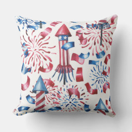 愛国的な赤白青花火 クッション