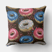 愛国的な赤白青霜の付いたドーナツ クッション (裏面)