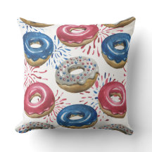 愛国的な赤白青霜の付いたドーナツ