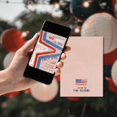 愛国的な赤白＆BBQ 7月4日 レトロ 招待状