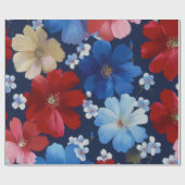 愛国的な赤青白の花柄 (9) ラッピングペーパー (フラット)