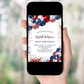 愛国的な赤青白の風船の誕生日パーティー 招待状