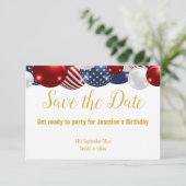 愛国的な赤青白 SAVE THE DATE ぜひご参加ください RSVP (スタンド正面)