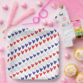 愛国的な赤、白、青のハート ペーパープレート (パーティー)