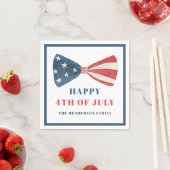 愛国的な赤、白、青のボウ 4th of July スタンダードカクテルナプキン (インサイチュ)