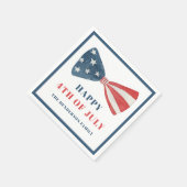 愛国的な赤、白、青のボウ 4th of July スタンダードカクテルナプキン (角)