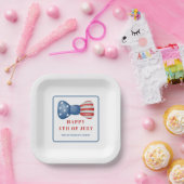愛国的な赤、白、青のボウ 4th of July ペーパープレート (パーティー)