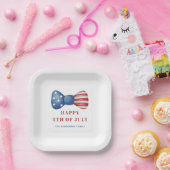愛国的な赤、白、青のボウ 4th of July ペーパープレート (パーティー)