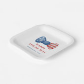 愛国的な赤、白、青の弓7月4日 ペーパープレート (傾斜あり)