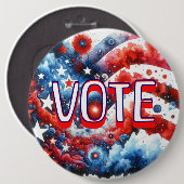 愛国的な赤、白、青の投票 缶バッジ (正面&裏面)