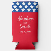 愛国的な赤、白、青の結婚式の引き出物 スリム缶クーラー (正面)